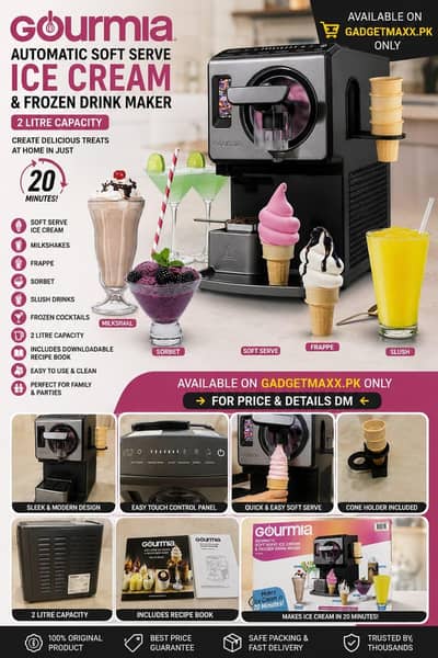 gourmia automatic soft serve ice Cream and cocktail maker