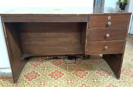 Solid Wooden Study Table with 3 Drawers – Good Condition