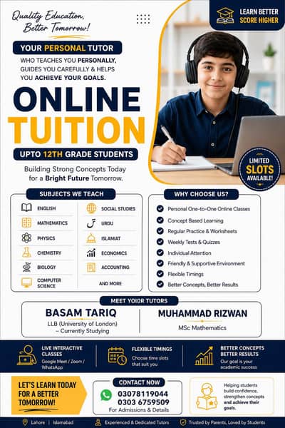  Personal Online Tuition (Grade 1 to 12)