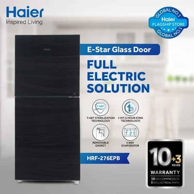 Haier 276 EPBA1 Black Glass Door - NEW
