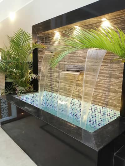 Outdoor Waterfall and Indoor Water Fountain