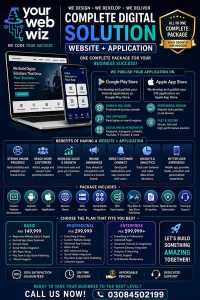 Business Website + Android/iOS App Package | SEO & Domain Included