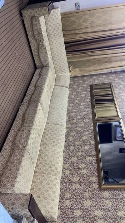 8 seater L shape sofa . 8 seater dining table. 1 deewan. curtain