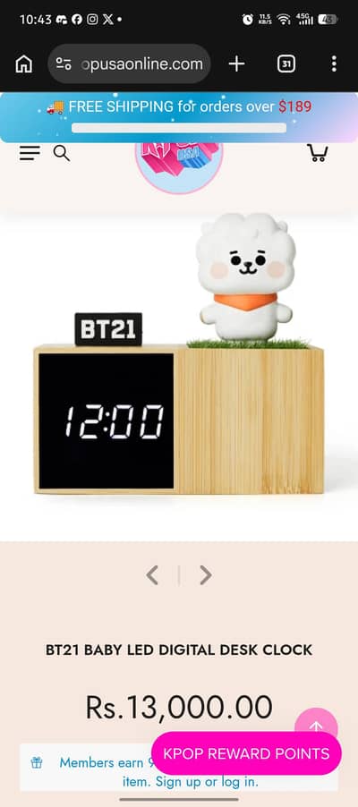 BTS (KOREAN BAND) ALARM CLOCK RJ VERSION