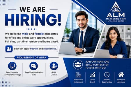 We are Hiring Staff For Office And Home Based Work.
