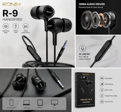Ronin R-9 Original Handsfree – 3.5mm Jack – Excellent Sound