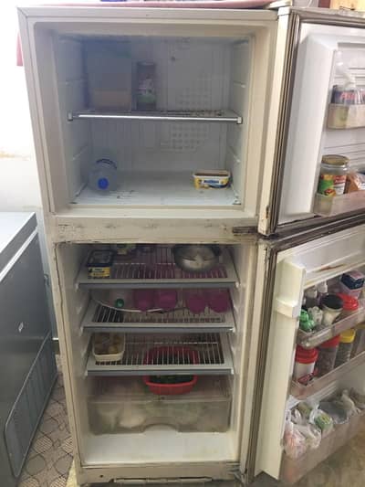 fridge,Bed,curtain and tables