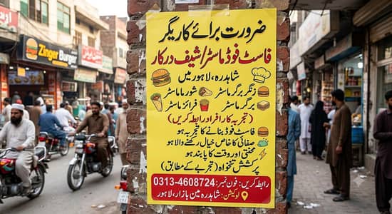 mujko Burger shuwarma ka karigar chahiye