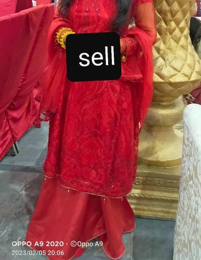 Red cutdana partywear dress/ red luxury heavy work dress/ready to wear