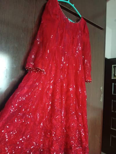 Red cutdana partywear dress/ red luxury heavy work dress/ready to wear