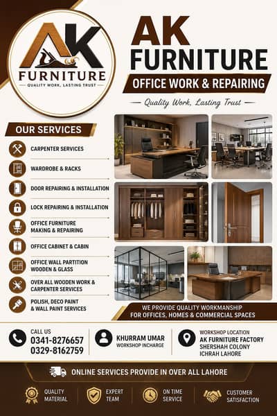 Carpenter&wood working kitchen cabinets in Lahore 03418276657