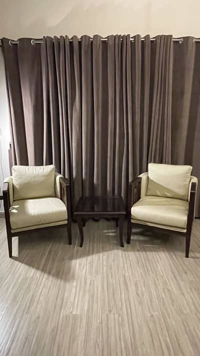 2 Seat Sofa Chair Set with Coffee Table by Kalamkaar