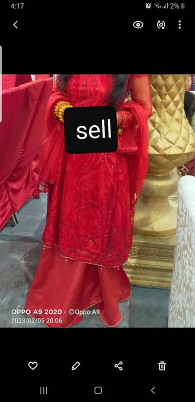 Red cutdana partywear dress/luxury partywear dress/cutdana work