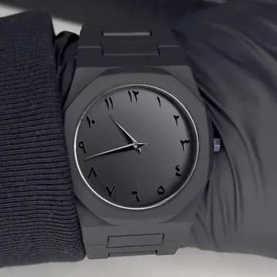 Men's Black carbon Fiber Analogue watch