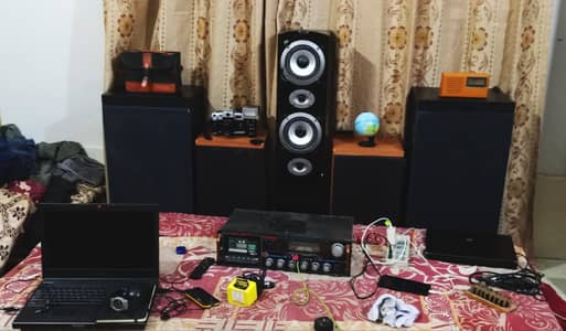 audionic 7+ National Amplifier + 4 Large Speaker Boxes (2x12" & 2x10")