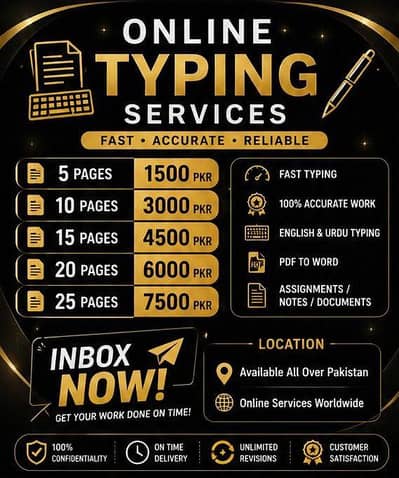 Professional typing service  5 to 25 pages available