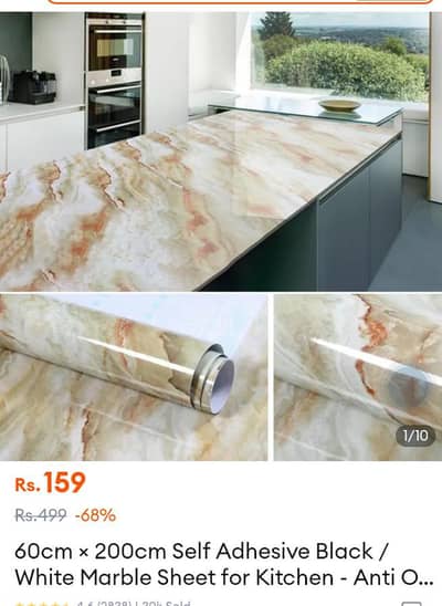 Self Adhesive Marble Sheet 60x200cm - Kitchen Counter Sticker
