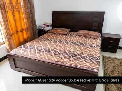 Queen Size Bedroom Set with mattress , 2 Side Tables and dressing tabl