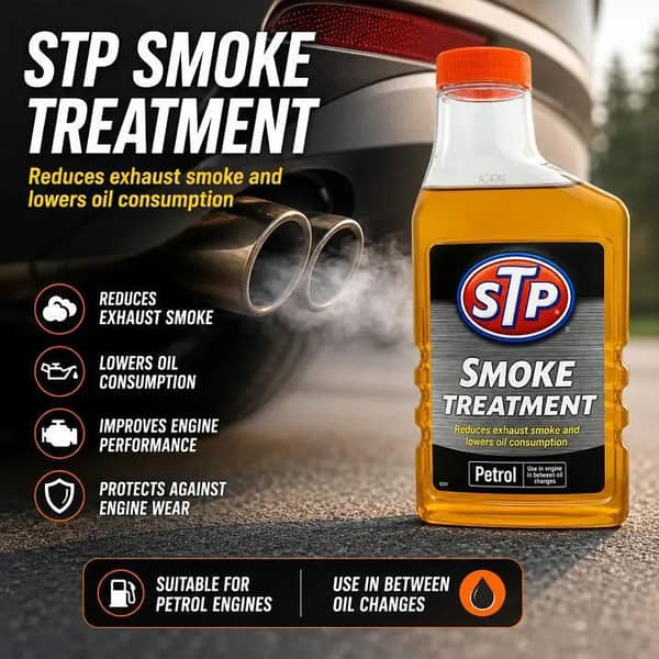 STP Smoke Treatment for Petrol Vehicles 450ml – Reduces Exhaust Smoke & Oil Consumption