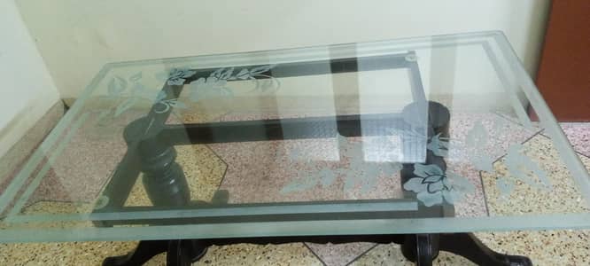 6 Seater Wooden Dining Table Set with Glass Top | Excellent Condition