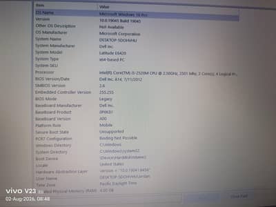Dell laptop 4gb ram 200gb hard battery timing good