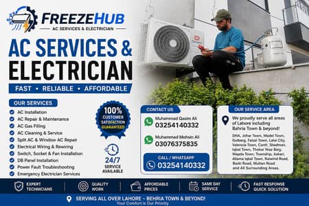 24/7 AC Repair, Gas Filling, Installation & Electrician – All Lahore