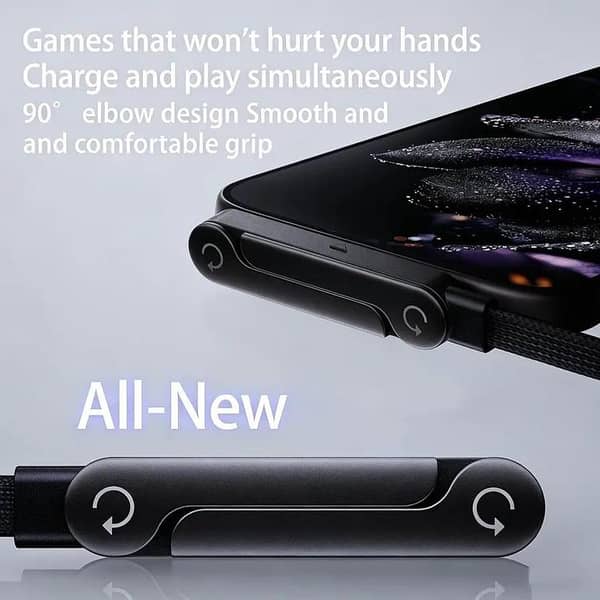 2-in-1 USB-C to USB-C Fast Charging Cable 240W with Built-in Foldable Mobile Phone Stand | 1.5M Heavy Duty Nylon Braided Data Cord | 90 Degree Angled Gaming Cable Holder for iPhone 15/16/17, Samsung, Huawei, Xiaomi