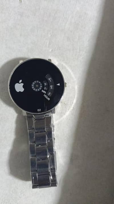 Men's Stainless Steel Black Dial Quartz Watch 48mm