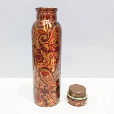 Pure Copper 1-litre Leak-Proof Water Bottle with Lacquer Coating