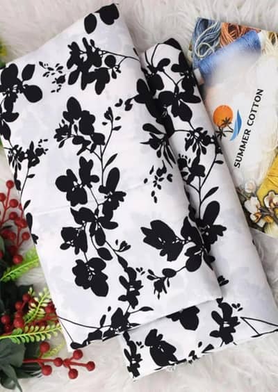 Brand New Floral Print Lawn Suit - Red & White