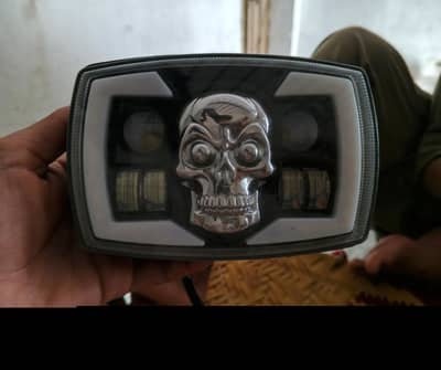 Skull Style LED Bike Headlight | White DRL | Brand New