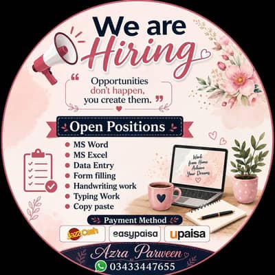 Simple typing job ms word excel home base working for males & female