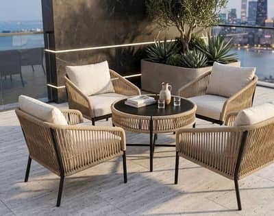 CAFE'S RESTAURANT OUTDOOR RATTAN ROPE FURNITURE AVAILABLE FOR SALE