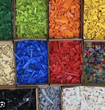 Lego pieces sorted by color