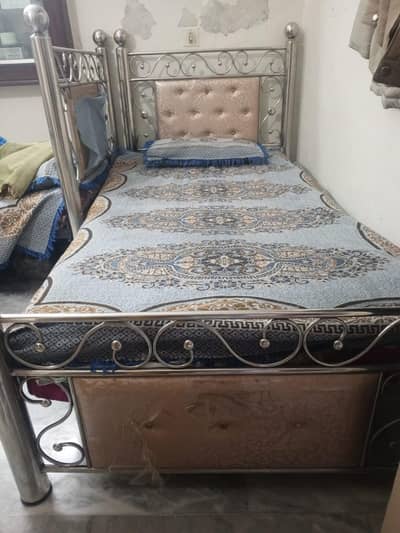 2 Single Iron Bed (Stainless Steel)
