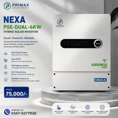 NEXA PSE-DUAL-6KW Hybrid Solar Inverter | Dual MPPT | WiFi | 48V | Br