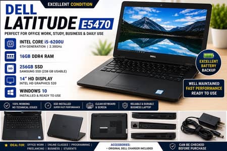 Dell Latitude E5470 | Core i5 6th Gen | 16GB RAM | 256GB SSD