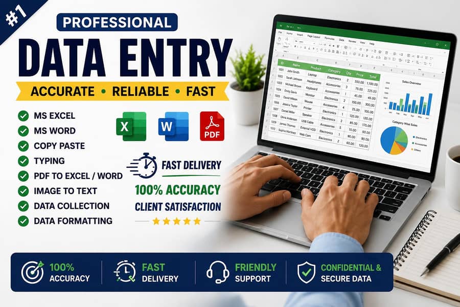 data entry, typing, copy past, data cleaning, Microsoft excel/word 0