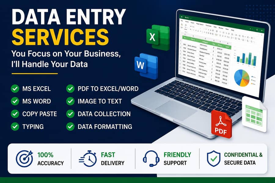 data entry, typing, copy past, data cleaning, Microsoft excel/word 1
