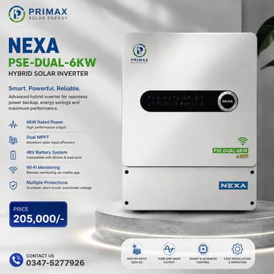 NEXA PSE-DUAL-6KW Hybrid Solar Inverter | Dual MPPT | WiFi | 48V | Br