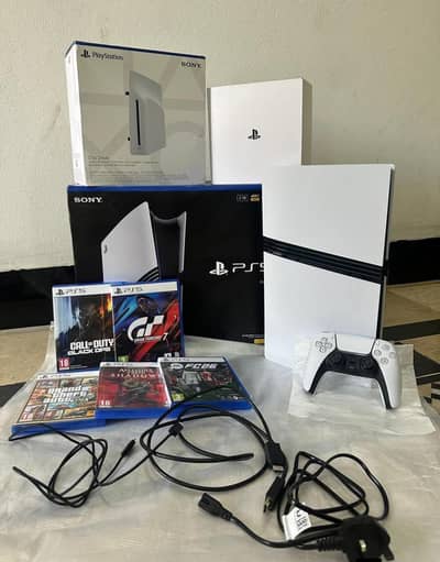 PS5 pro 2 controllers disc drive with box 5gm  My Whatsapp 03021585941