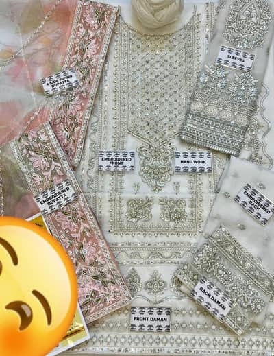 *`Heer Design #149 Bridal Chiffon 3pc Suit -