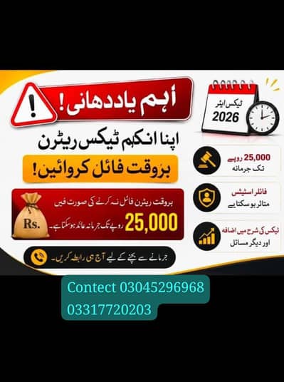 TAX CONSULTANT SERVICE , FILER,NTN, INCOME TAX RETURN, SALES TAX