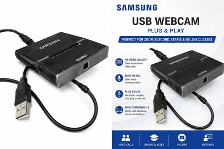 Samsung USB Webcam HD – Plug & Play | Video Calls | PC & Laptop Camera