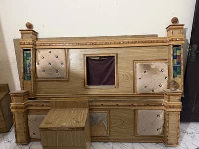 Double bed wooden + plai with side tables for sale