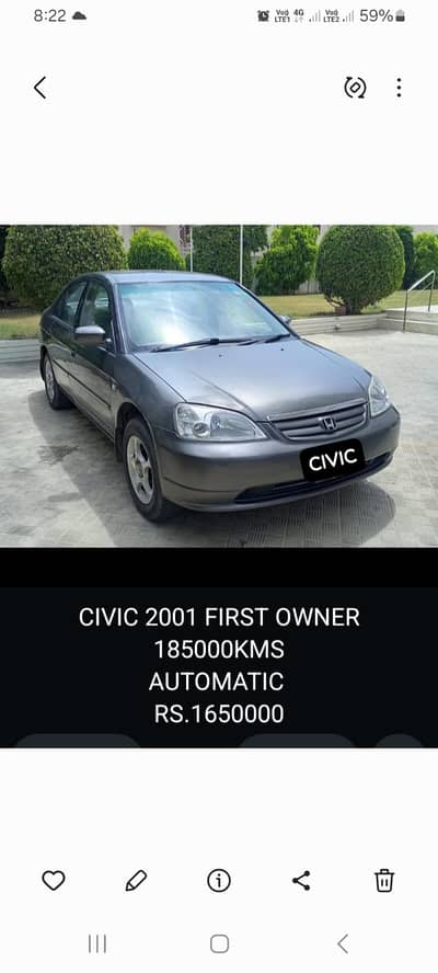Honda Civic Prosmetic 2001 Automatic