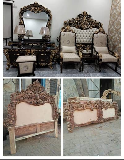 solid wood chinioti feroza complete bed set