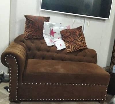 Brown Velvet Single Seater Sofa