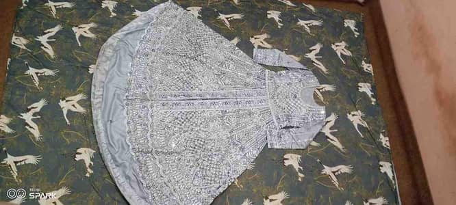 Silver Bridal Dress / Walima Suit – Heavy Work – Excellent Condition”