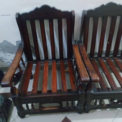 6 Seater Wood Sofa Set